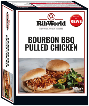 Bourbon BBQ Pulled Chicken von RibWorld im aktuellen REWE Prospekt für 4,99 €